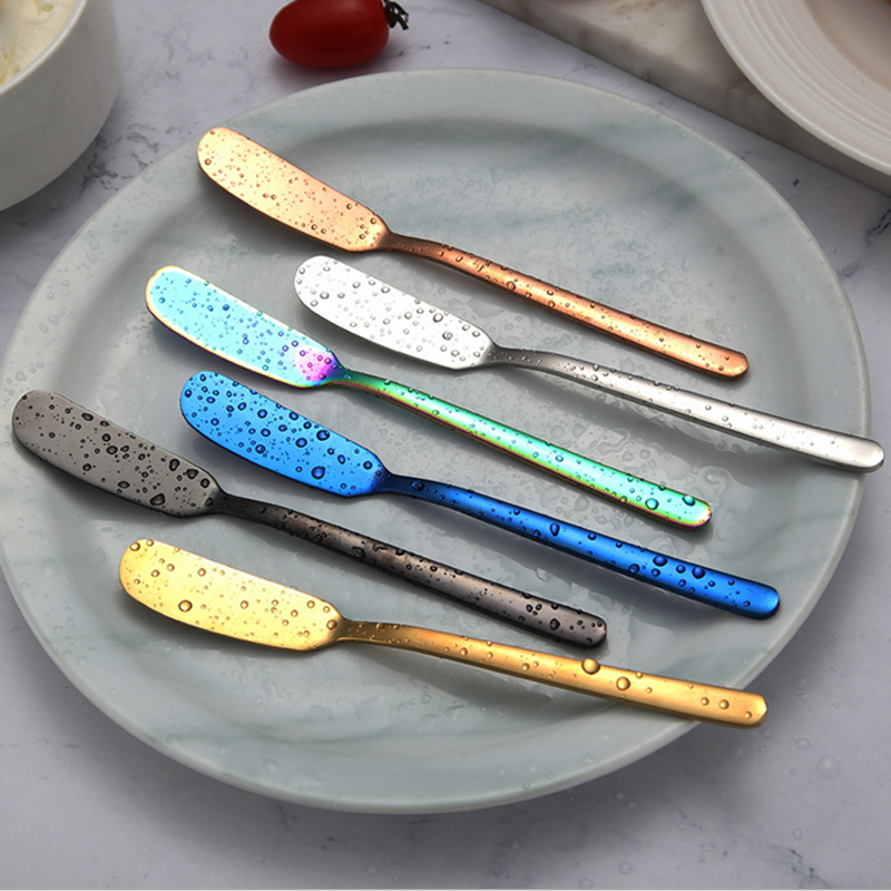Custom wedding favor gold colorful blue black silver japanese metal stainless steel butter knife spreader