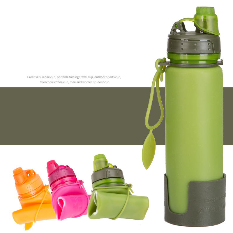 Custom Bottled Plastic Silicon Drinking Bottle Collapsible Foldable Travel Sport Water Bottle with Custom Logo
