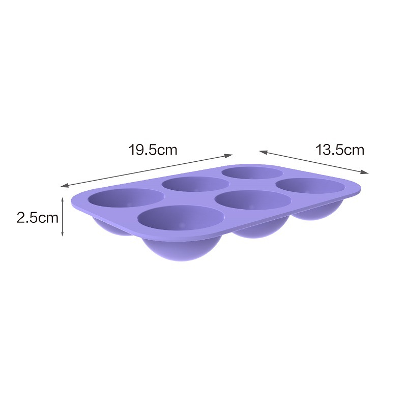 Purple 6 cavity round half ball shape silicone mould chocolate mold for chocolate and fondand 