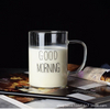 Sublimation Cup Heat-resistant Blanks 15oz Glass Breakfast Coffee Mug with Bamboo Lid And Spoon