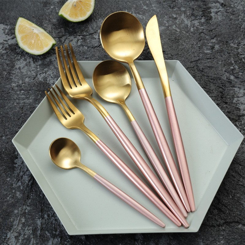 Pvd Gold Plated Cutlery Set Spoons Forks And Knives Stainless Steel Flatware for Home Hotel Restaurant