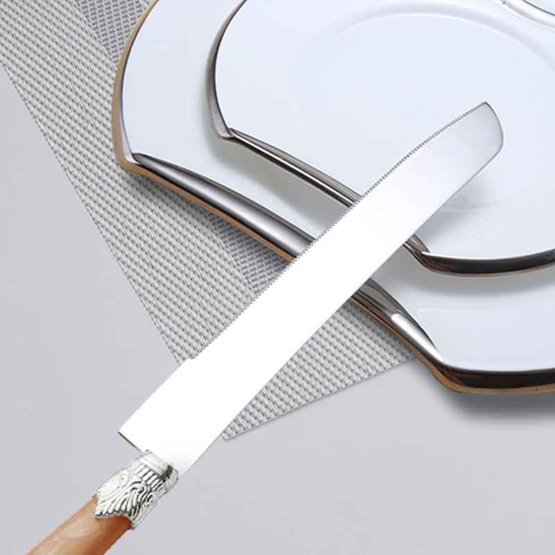 Luxurious Classic Pearl Acrylic Handle Stainless Steel Cake Server Knife Set 