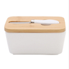 Ceramic Keeper Container Butter Dish with Knife Spreader And Wooden Lid