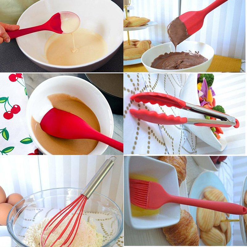Non-stick Heat Resistant Silicon Rubber Kitchen Tool Serving Cooking Spoon