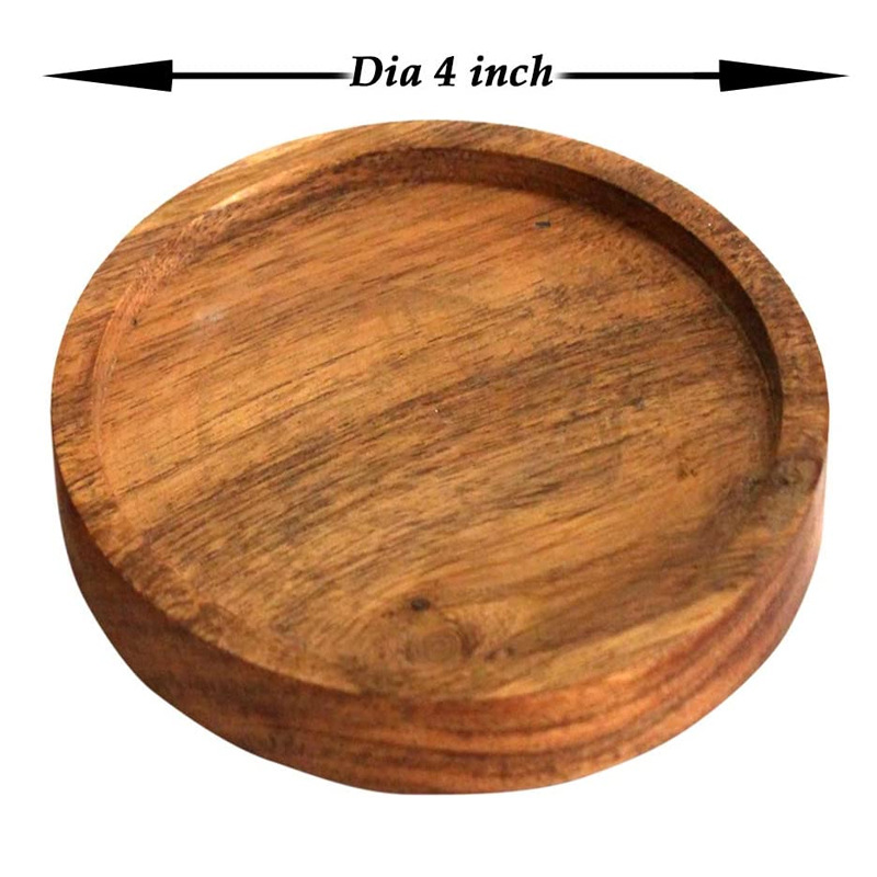 Custom Size Round Wood Coasters High Quality Miniature Wooden Tray Drink Coaster Non-slip Heat-resistant Beverage Coaster