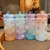 2L Huge Gradient Color Cartoon Timeline Plastic Pc Drink Water Bottle with Straw And Lid