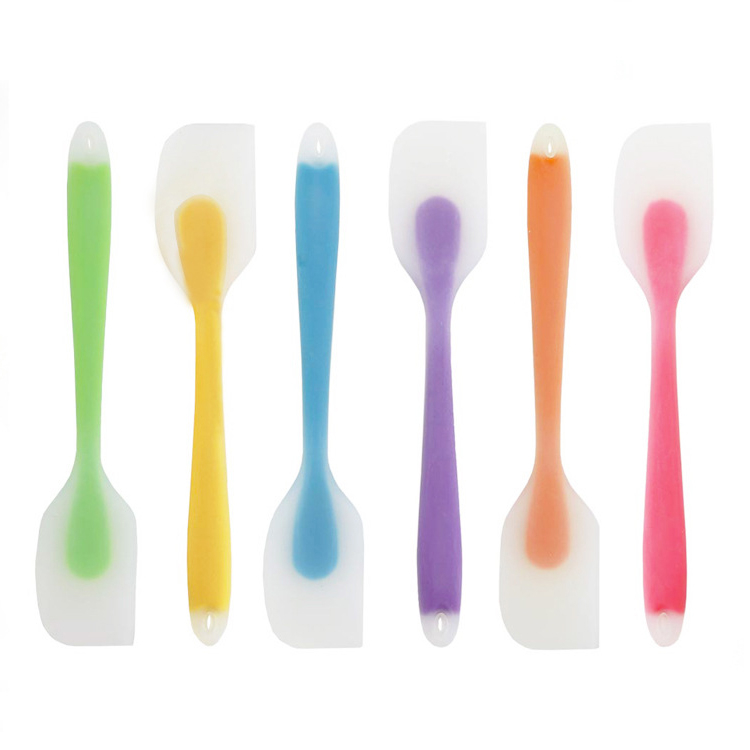 Translucent custom logo colorful kitchen cooking utensils mixing colored baking silicon spatula with design