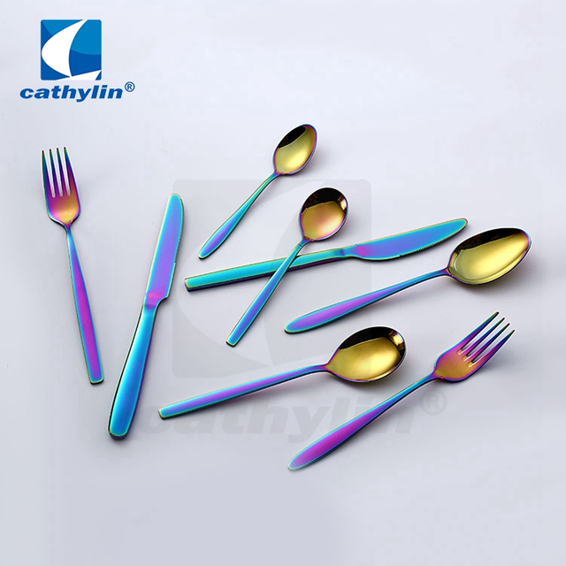 Eco-friendly stainless steel colorful flatware, PVD dinnerware wedding