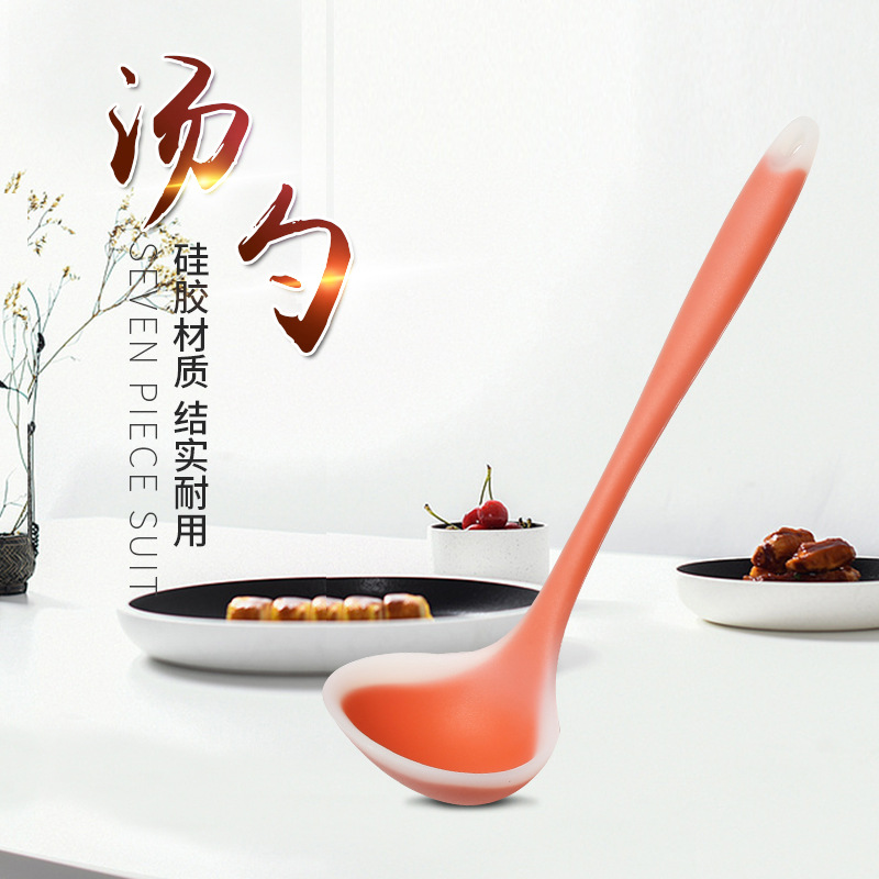 Asian Custom Reusable Silicone Cooking Spoon Round Head Deep Silicon Soup Ladle Spoons
