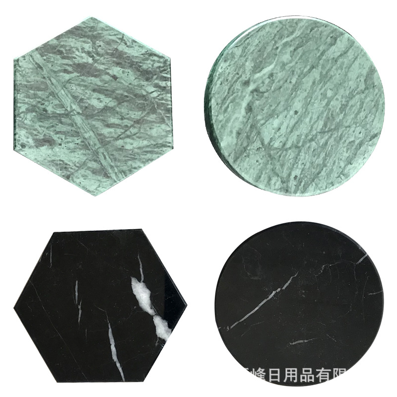 Blank Sublimation Hexagon Round Shape Marble Coaster for Drink Tea Coffee Cup