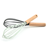 Silicone Stainless Steel Set Wood Handle Milk Whisk Mixer Egg Beater
