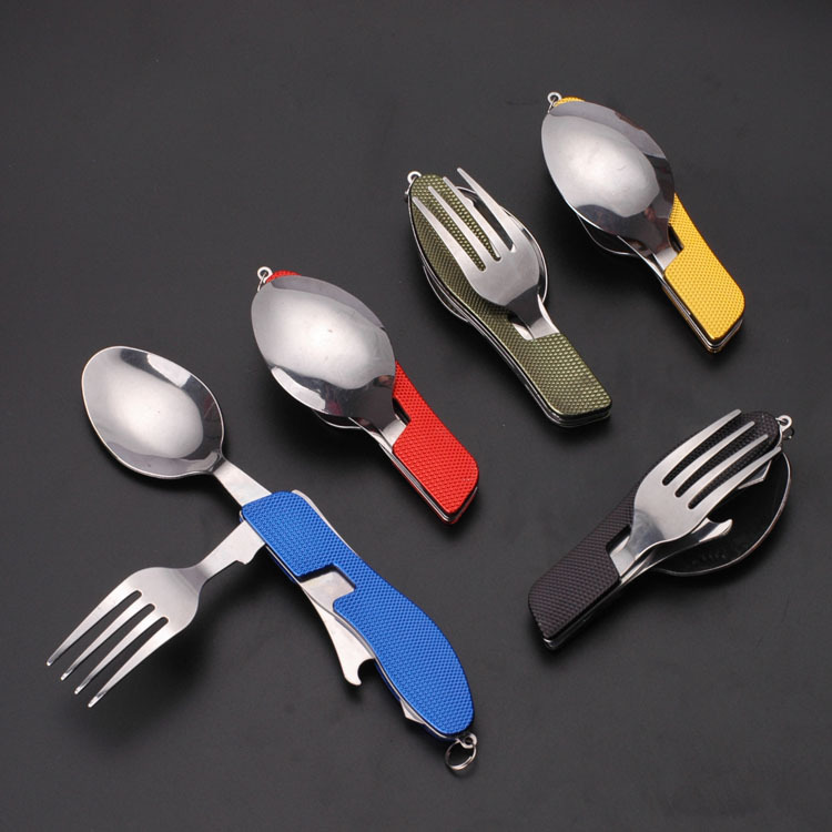 Portable Reusable Flatware Collapsible Pocket Sized Storage Spork Folding Picnic Camping Travel Cutlery