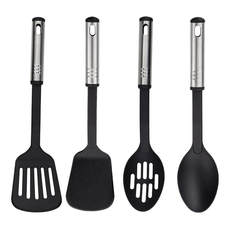 25 Pcs Black Silicone Stainless Steel Cooking Tool Nylon Kitchen Utensils Set with Color Box