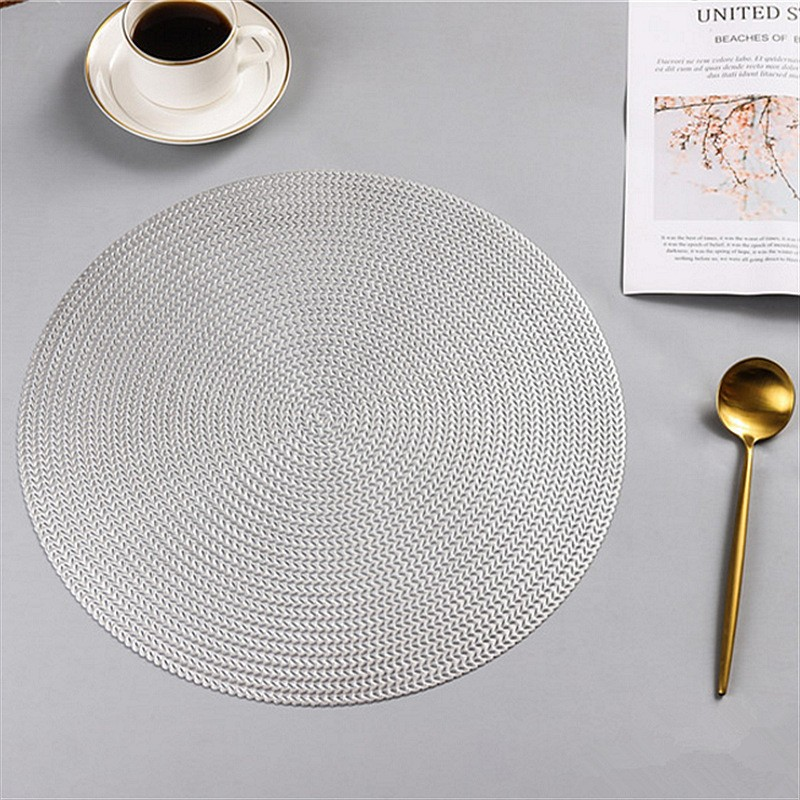 Large Round Hollow Woven Pvc Placemat Luxurious Gold Wedding Activity Placemats Non-slip Heat-insulation Table Placemat